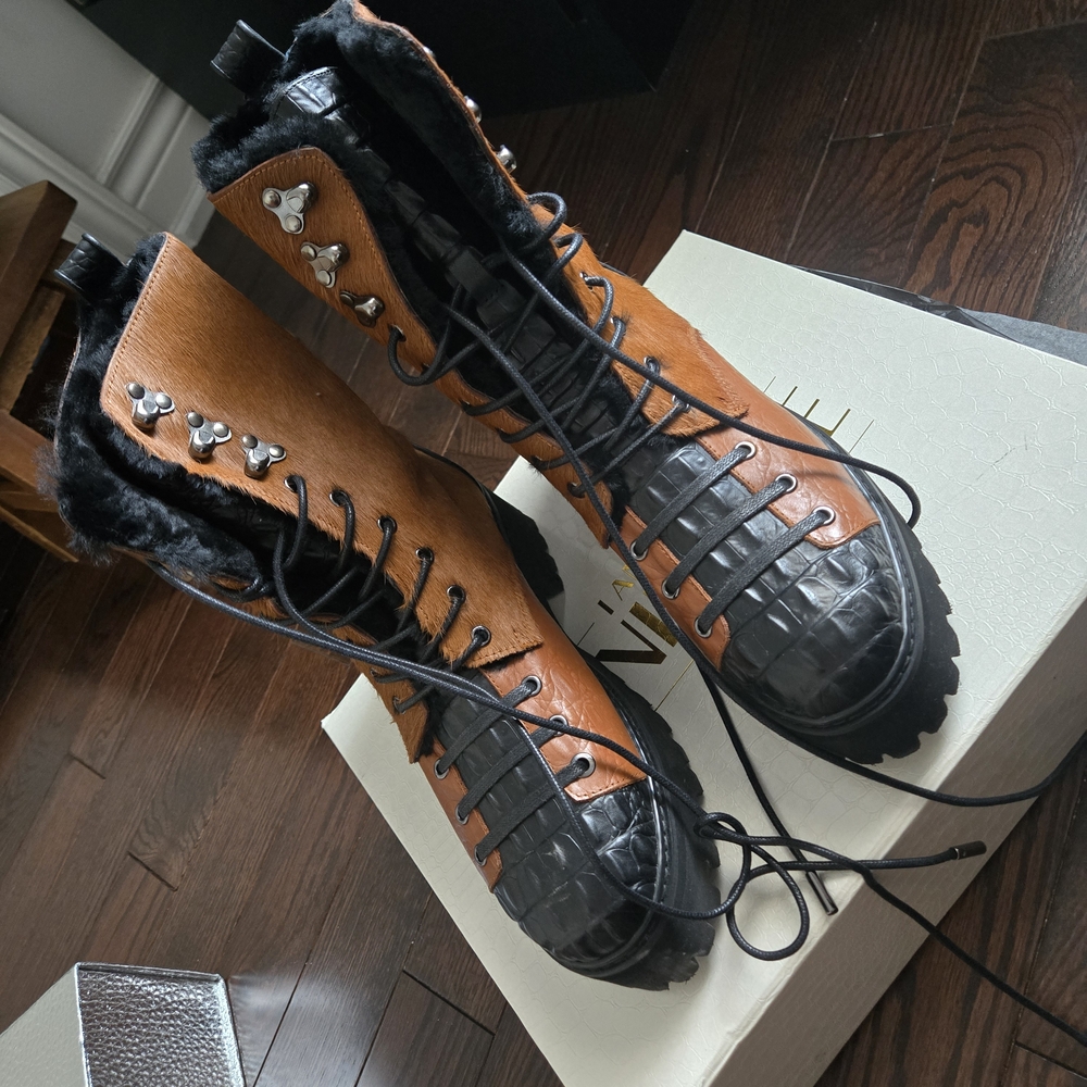 IamJenniferle FINCH Cognac Black and Brown Boots